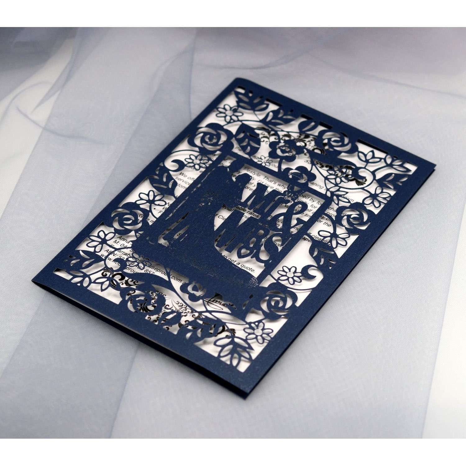 Marriage Invitation Card White Wedding Invitation Laser Rose Pattern